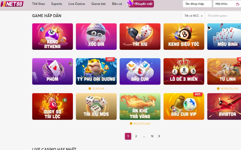 Các trò chơi hấp dẫn tại trang web cá cược